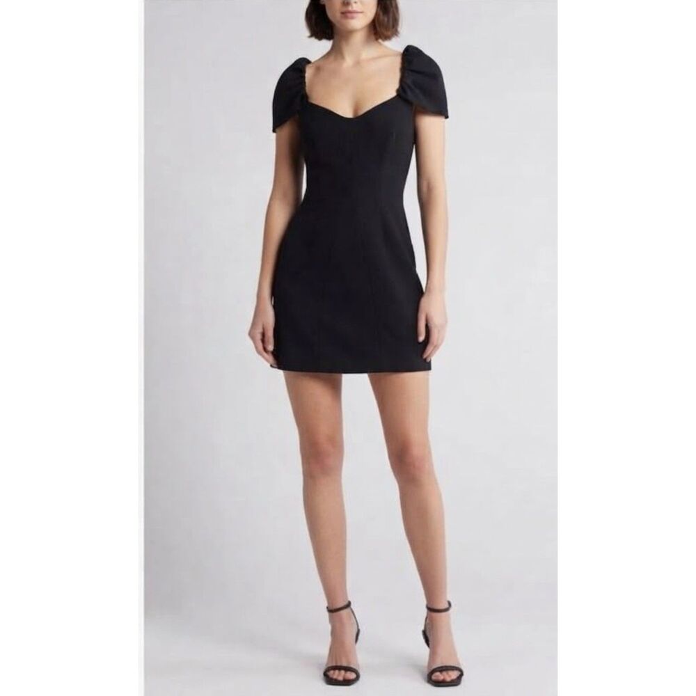French Connection Black Square Neck Mini Dress Size 14